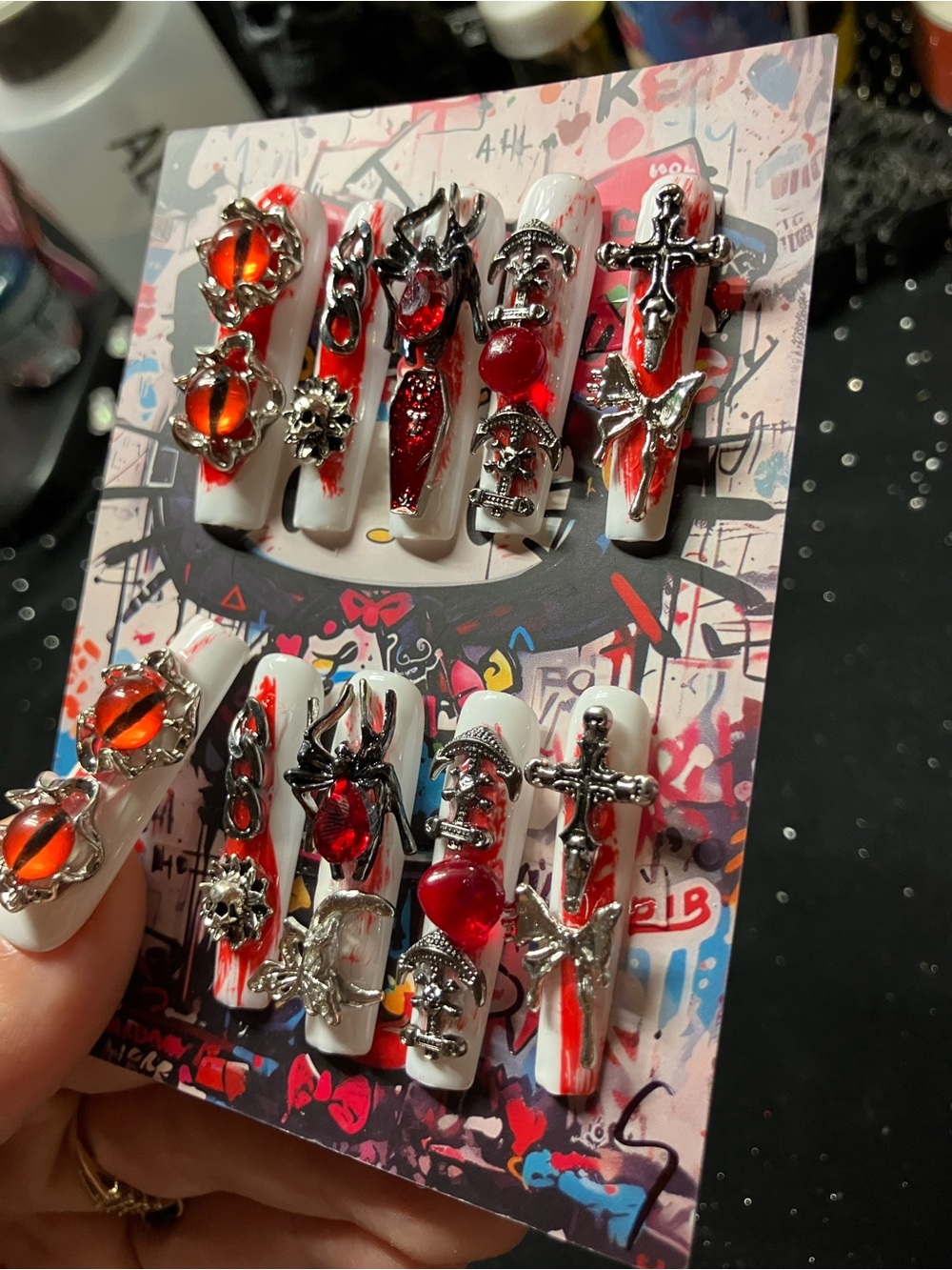 Evil Eye handmade press on nails